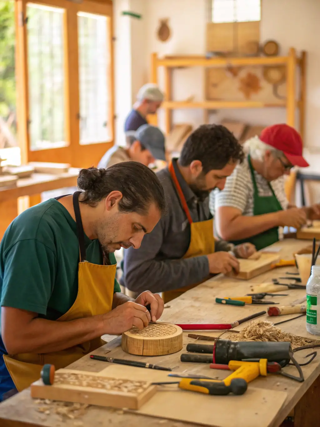 An image of local artisans engaged in traditional crafts, showcasing the unique skills and cultural practices of the Puisaye region.